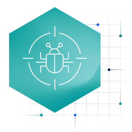 Illustration of cyber security icon inside hexagon