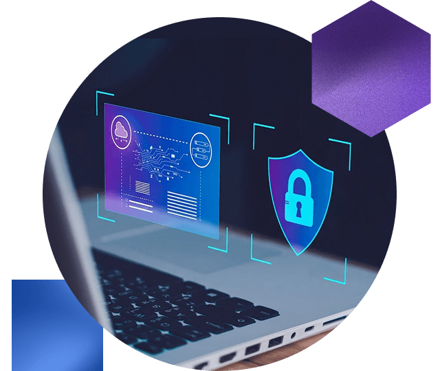 Photo illustration of a person typing on a laptop with a screen that is revealing an issue and a lock icon.