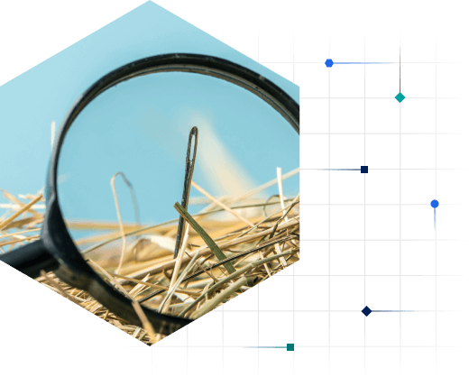 Photo illustration of a needle in a haystack