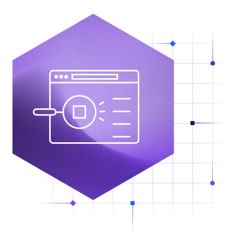 Illustration of name search icon inside hexagon