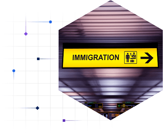 photo illustration of immigration sign at airport