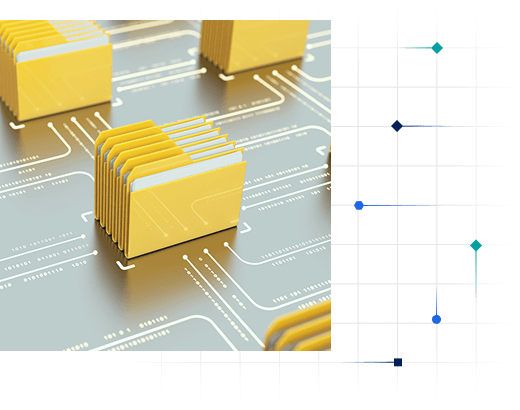 Yellow electronic components with metal pins arranged on a circuit board schematic.