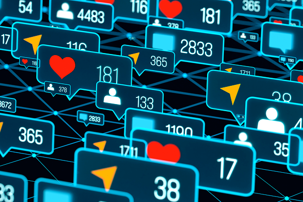 Social media bubbles with numbers of likes