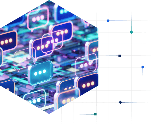 Photo illustration of chat icons lighting up with new chats