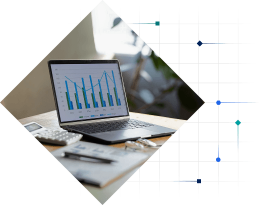 Photo illustration hands and pencils above graphs and charts