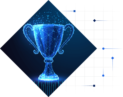 photo illustration of a trophy made out of nodes