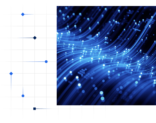 photo illustration of streams of light with data points