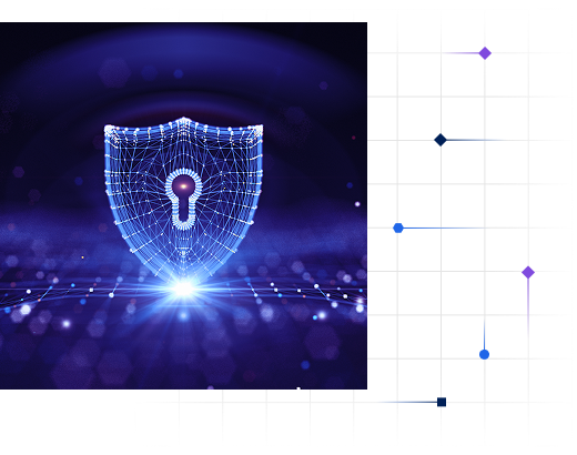 illustration of digital network in the shape of a lock